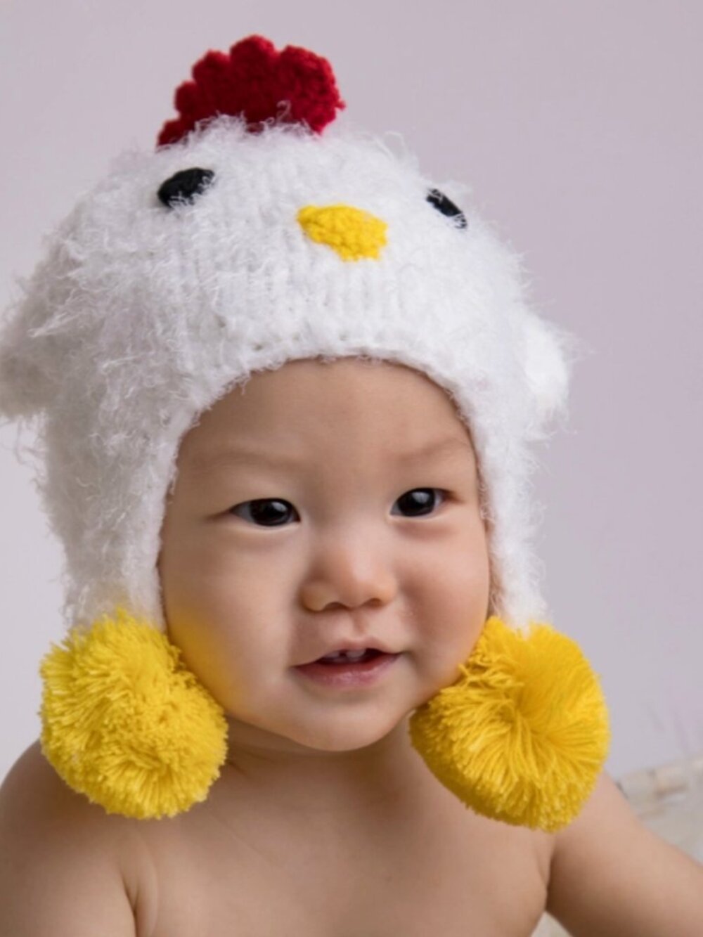 NWT Huggalugs Chicken Beanie Knit Earflap Hat Size Med 6-24 Months Baby Toddler